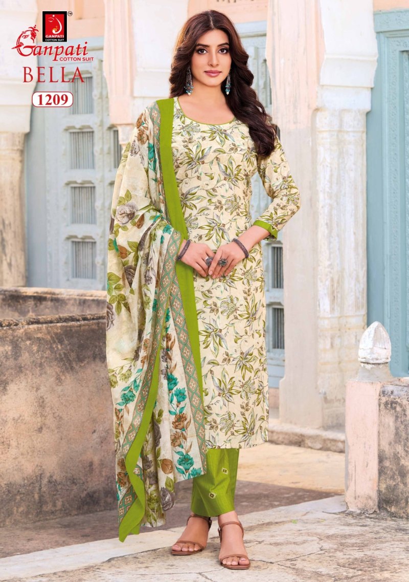 Bella Pant Vol 12 By Ganpati Printed Cotton Dress Material 